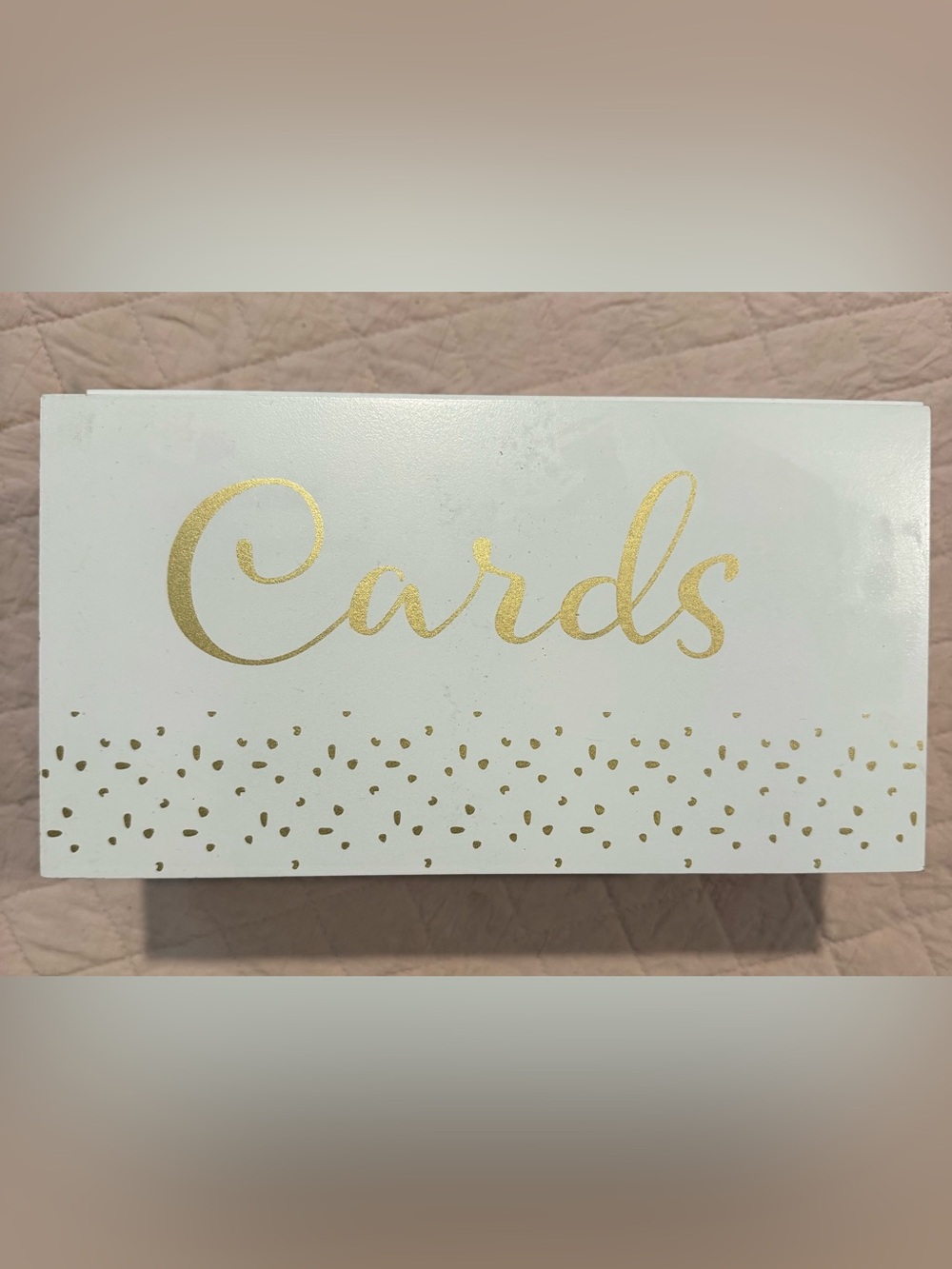 Gold Script 'Cards'  Box - White and Gold Wedding Party Decor/Gifts